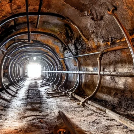 Image similar to underground mine with rusty pipes