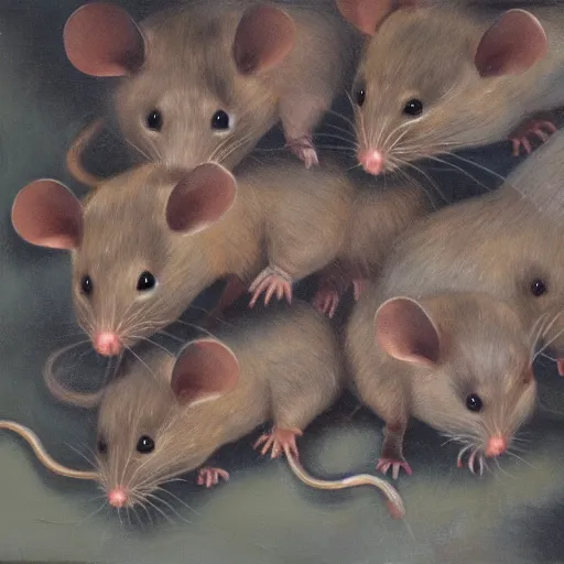 Prompt: an ouroboues of rats, oil painting