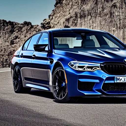 Image similar to “2018 BMW M5 Brochure photo, cinematic, 4K, ultra realistic”