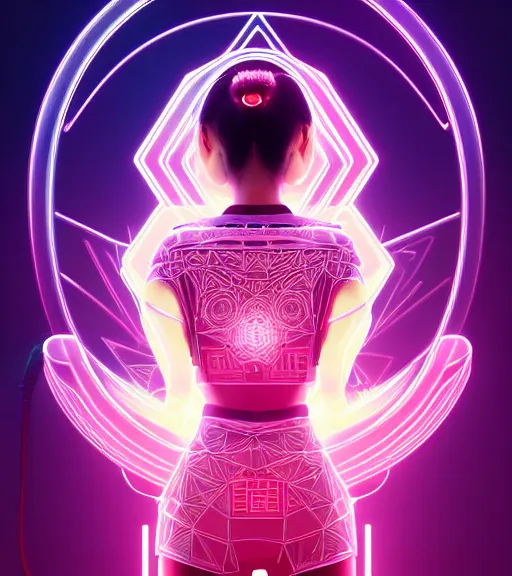 Prompt: symmetry!! asian princess of technology, solid cube of light, hard edges, product render retro - futuristic poster scifi, lasers and neon circuits, beautiful asian princess, intricate, elegant, highly detailed, digital painting, artstation, concept art, smooth, sharp focus, illustration, dreamlike, art by artgerm
