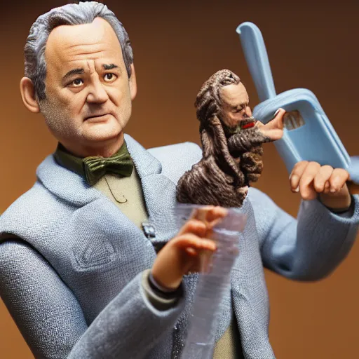 Prompt: action figure of bill murray, product shot