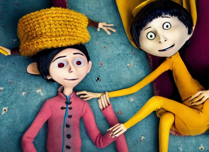 Image similar to a very high resolution image from a new movie. stop motion. coraline. directed by wes anderson