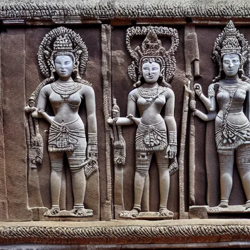 Prompt: angkor wat bas relief