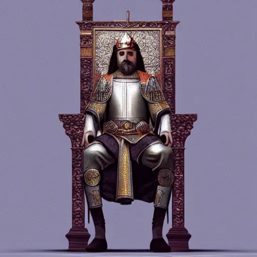 Image similar to A horse as the byzantine emperor sitting in his throne, digital art, detailed, realistic, artstation