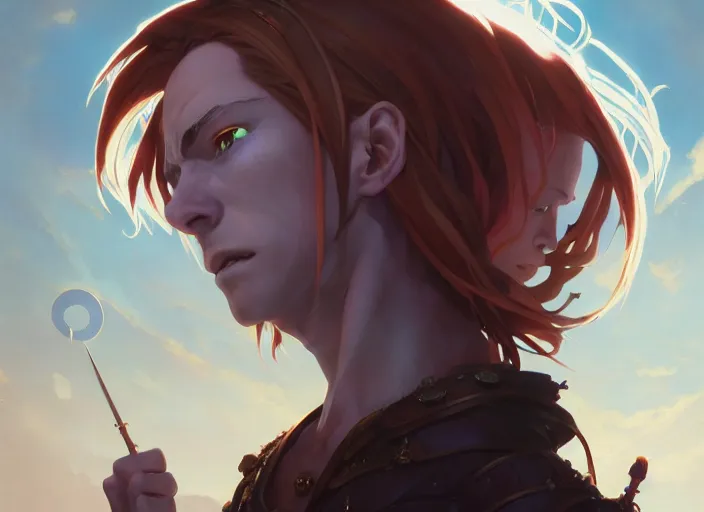 Image similar to highly detailed portrait of elric edward, in no game no life, stephen bliss, 8 k, unreal engine, fantasy art by greg rutkowski, loish, rhads, ferdinand knab, makoto shinkai and lois van baarle, ilya kuvshinov, rossdraws, tom bagshaw, global illumination, radiant light, detailed and intricate environment