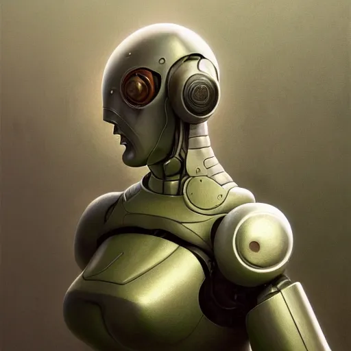 Prompt: a hyper - realistic character concept art portrait of a robotic suit, depth of field background, artstation, award - winning realistic sci - fi concept art by jim burns and greg rutkowski, beksinski, a realism masterpiece, flesh - tone color palette, james gilleard, bruegel, alphonse mucha, and yoshitaka amano.