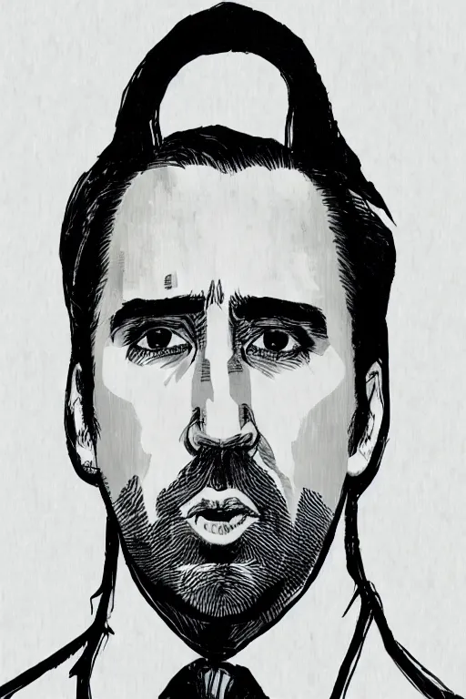 Image similar to Portrait of Nicholas Cage in Nishikie style