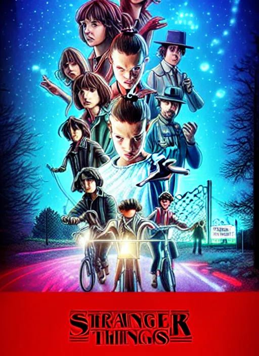 Image similar to poster stylized minimalist stranger things art by makoto shinkai, global illumination