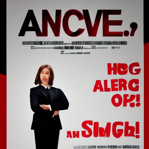 Image similar to a movie poster with a woman wearing a business suit, movie poster