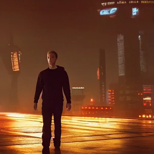 Prompt: epic movie still of mark zuckerberg in blade runner 2 0 4 9