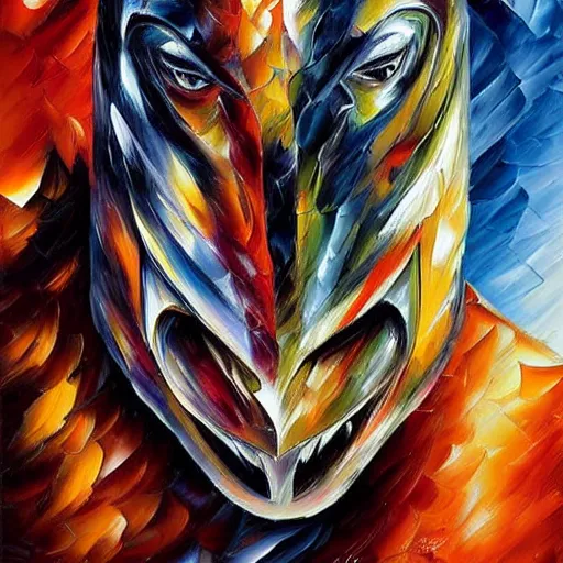 Image similar to portrait painting of The Predator by Leonid Afremov, hyperdetailed!