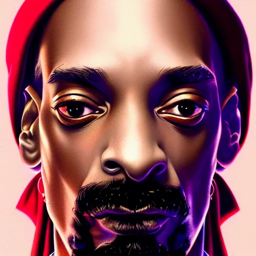 Image similar to symmetry portrait of snoop dogg, intricate, elegant, highly detailed, digital painting, artstation, concept art, smooth, sharp focus, illustration, art by artgerm and greg rutkowski and alphonse mucha