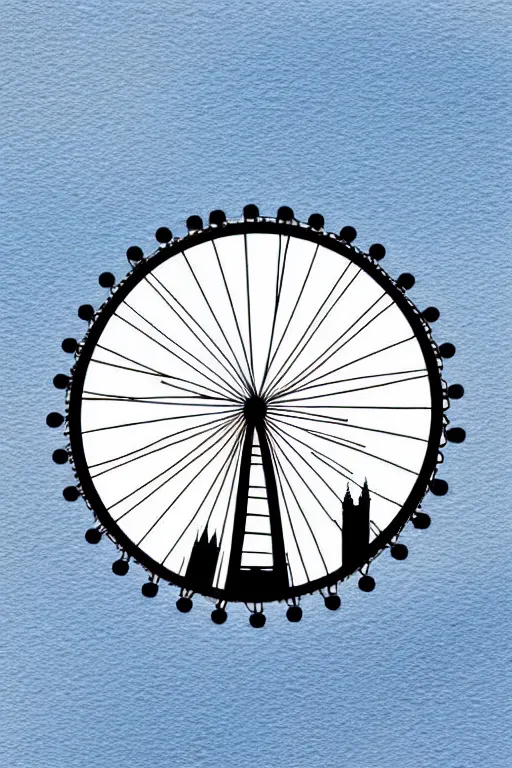 Prompt: minimalist watercolor art of london eye, illustration, vector art