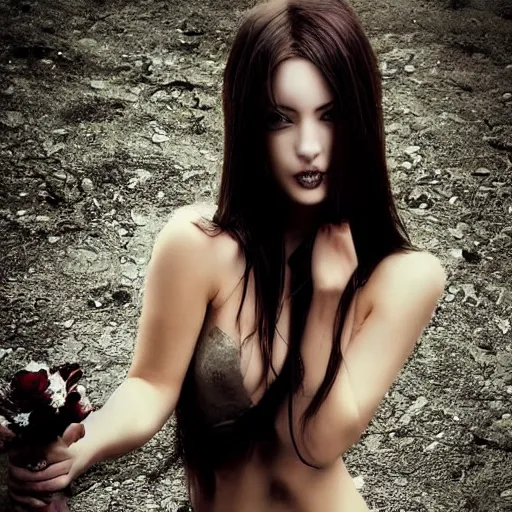 Prompt: Beautiful women body, vampire, photo