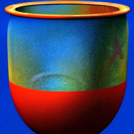 Image similar to flaming aquatic universe bongo bowl, by brom and rene magritte, rendered in maya, # macro