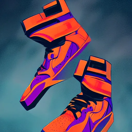 Image similar to basketball sneaker concept art, retrowave, sharp focus, illustration, concept art by tooth wu