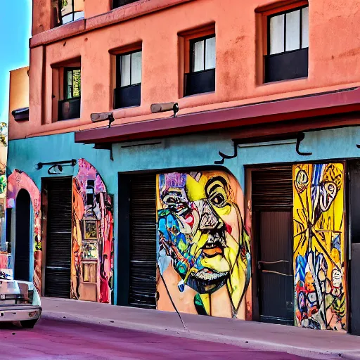 Image similar to downtown tucson, in style of street art