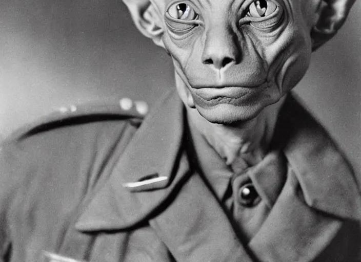 Image similar to hairless sphynx cat as a soldier in ww 2