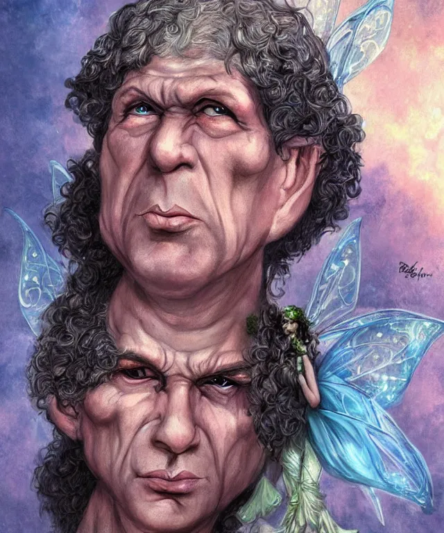 Prompt: Igor Bogdanoff as a fairy faerie, beautiful face, fantasy concept art by J.Dickenson