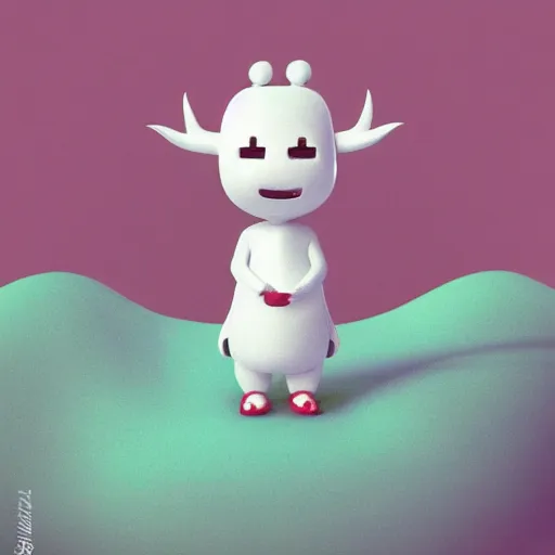 Image similar to a big head Moomin, two tiny horns, 3D art, Finnish green, Baymax style, sweetness, technology, futurism, kawaii, Marina Dieul, Monchhich, Kristina Shablina, 8K