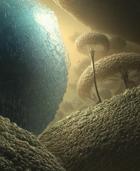 Image similar to opulent transparent clear see - through image of microbes, botany, milky way environment, ultra realistic, concept art, art nouveau, photorealistic, octane render, 8 k, unreal engine. art by gustave dore and nori inoguchi and sam kaplan and zachary goulko and christopher marley and artgerm