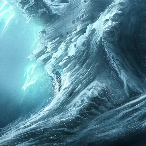 Image similar to top down view of a leviathan emerging from a deep ocean during a storm, cinematic lighting, dramatic, masterpiece, trending on artstation