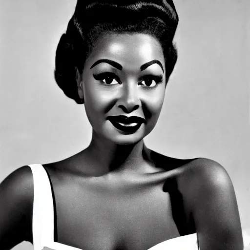 Image similar to black and white photo of a beautiful and elegant 1 9 5 0 s black actress modelling