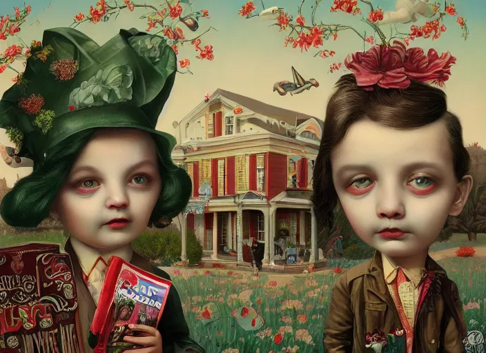 Image similar to all about americana, lowbrow, matte painting, 3 - d highly detailed, in the style of mark ryden,