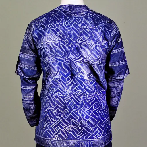 Prompt: indigo batik dyed motif japan boro style