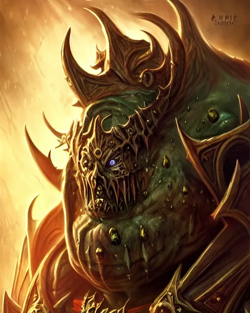 Image similar to dark fantasy, warhammer 40k chaos god nurgle with the face of alex jones, fantasy, intricate, elegant, highly detailed, digital painting, artstation, concept art, smooth, sharp focus, illustration