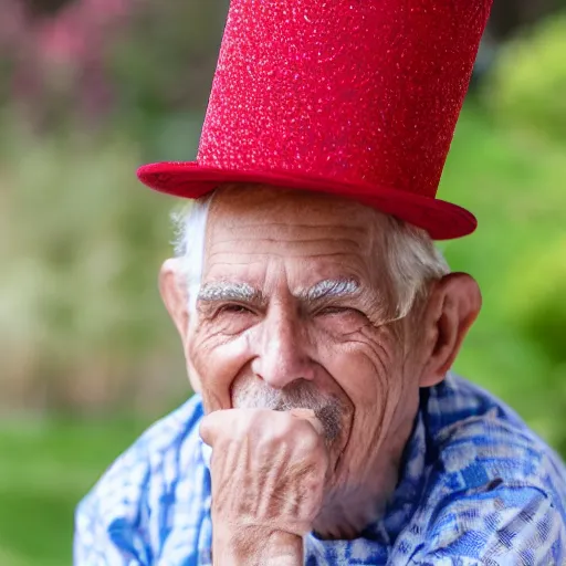 Image similar to old man with a birthday hat