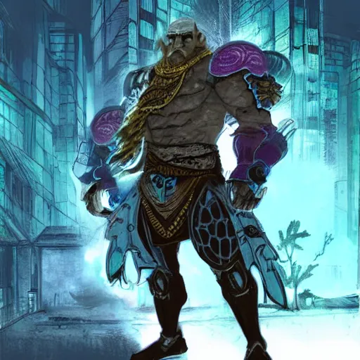 Image similar to ganondorf in biopunk setting