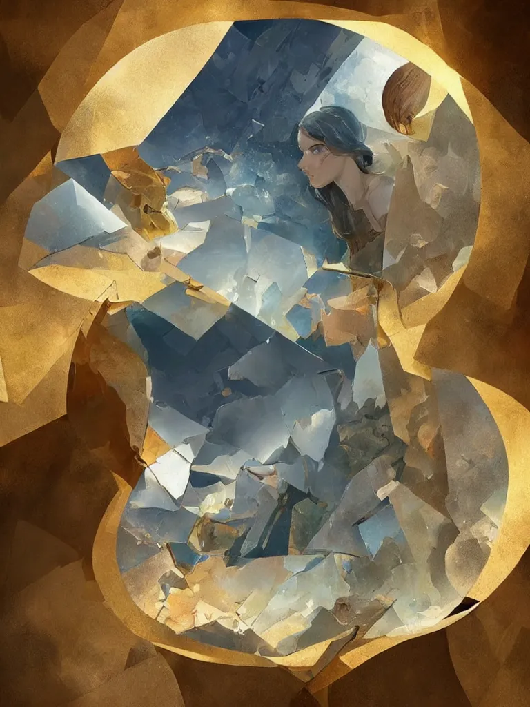 Image similar to broken mirrors by disney concept artists, blunt borders, rule of thirds, golden ratio, godly light, beautiful!!!