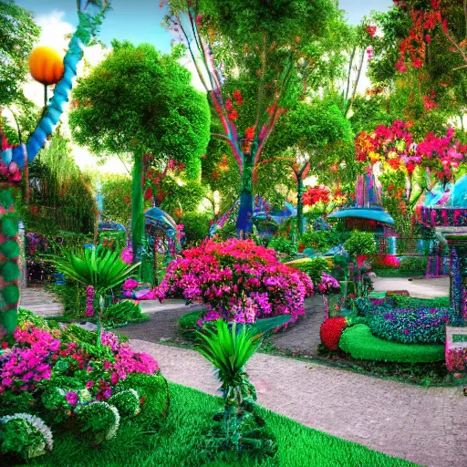 Prompt: the cosmic gardens of tlaquepaque | digital art 4 k octane