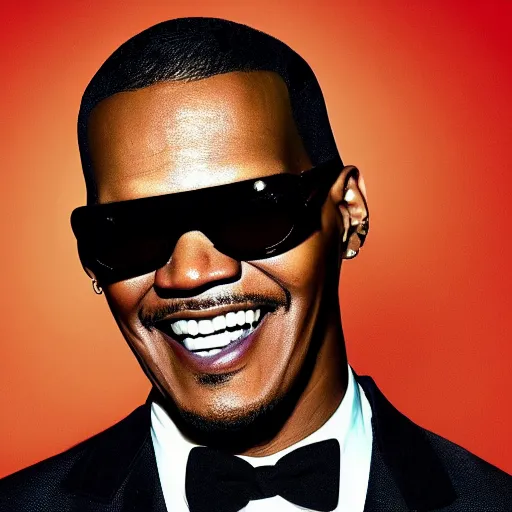 Image similar to the next best jamaican riddims dub trap phonk album cover, jamie foxx as ray charles movie