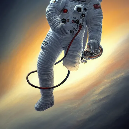 Image similar to a painting of an astronaut floating in a mebula, detailed, digital art, deviantart, artstation, highly detailed, realistic