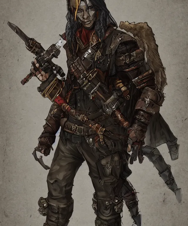 Image similar to full body character portrait of a post - apocalyptic vampire raider in the style of pathfinder / fallout trending on artstation deviantart pinterest photorealistic hd 8 k highlights and shadow detailed high resolution