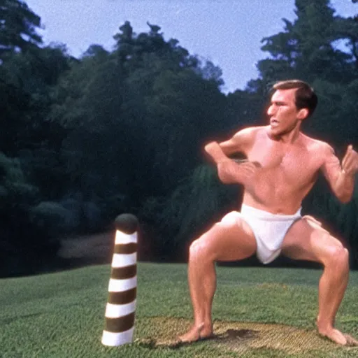 Image similar to Live Action Still of Jerma in Caddyshack, real life, hyperrealistic, ultra realistic, realistic, highly detailed, epic, HD quality, 8k resolution, body and headshot, film still