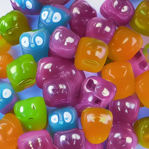 Image similar to naturally colored smile gummies, trending on artstation, anime style 4 k