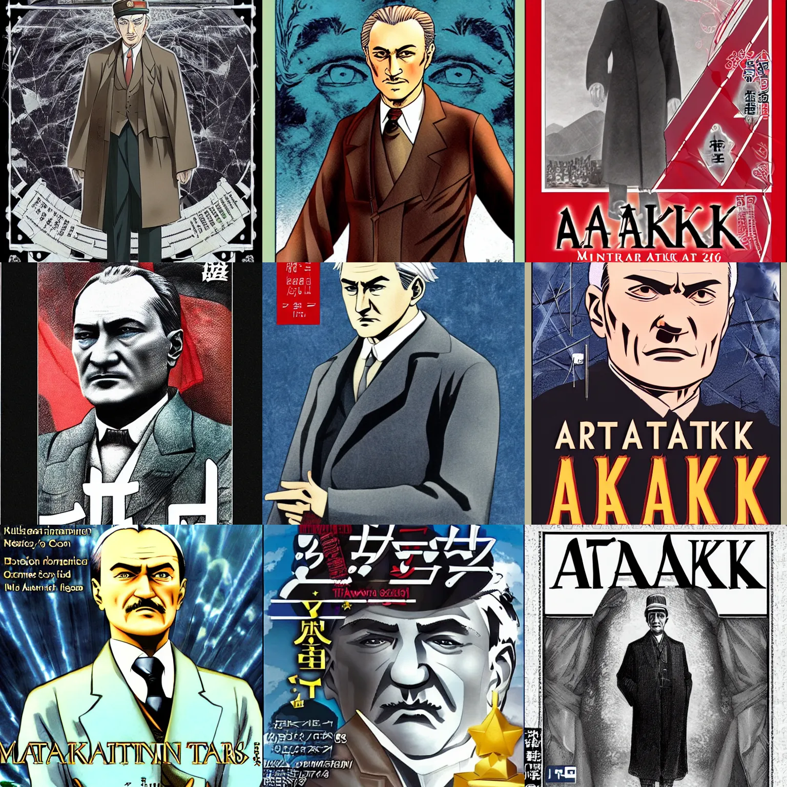 Prompt: ataturk as the main protagonist in a manga, award winning, bestseller, cover picture