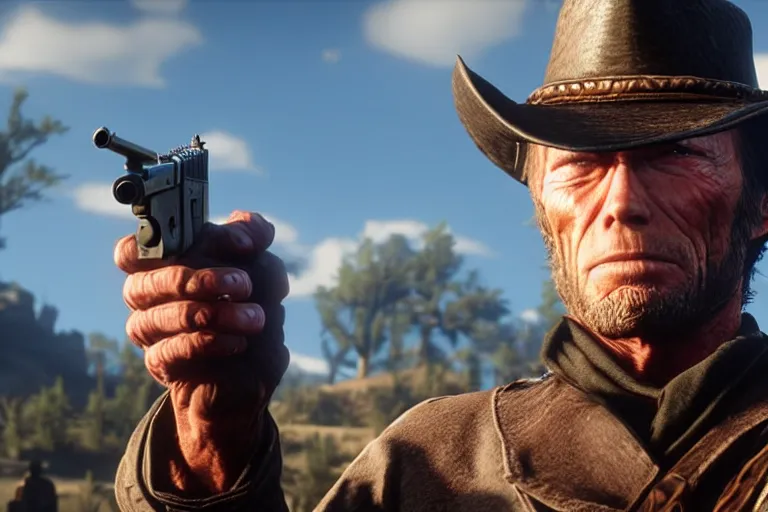 Prompt: clint eastwood in red dead redemption 2
