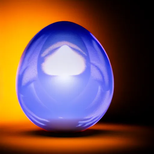 Prompt: a translucent dragon egg shining in the dark. symmetrical. octane render, 8 k