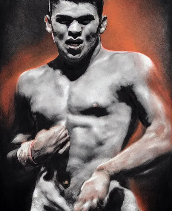 Image similar to portrait of a handsome young spanish wrestler, art by denys tsiperko and bogdan rezunenko, hyperrealism