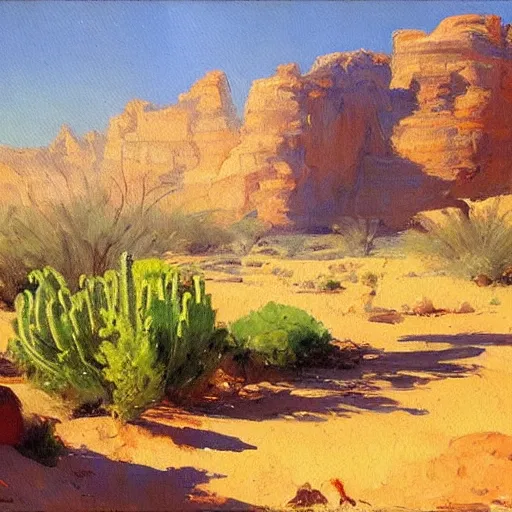 Prompt: a painting of desert oasis by alexandr averin, dramatic lighting