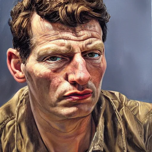 Image similar to high quality high detail painting by lucian freud, hd, portrait of spiderman, photorealistic lighting