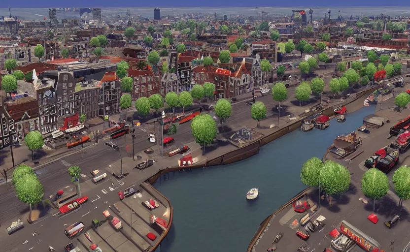 Prompt: Amsterdam in the style of GTA V, unreal engine