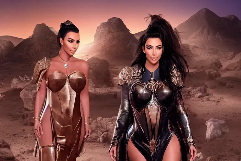 Image similar to princess of mars but with kim kardashian, cinematic 8 k movie still