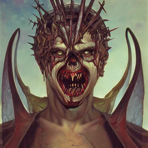 Image similar to portrait of crazed zealot inquisitor by gerald brom