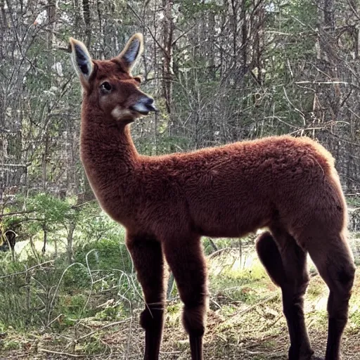 Image similar to a full crown alpaca - coyote - moose hybrid