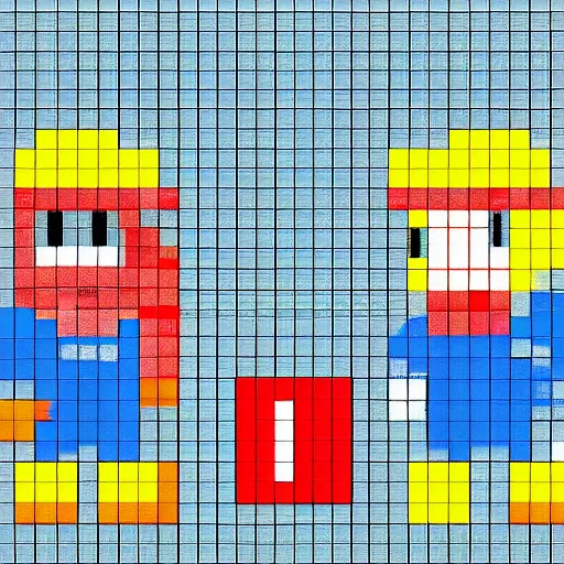 minecraft pixel art grid mario